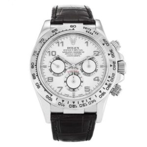 Super Clone Rolex Daytona White Dial Leather Replica Watch