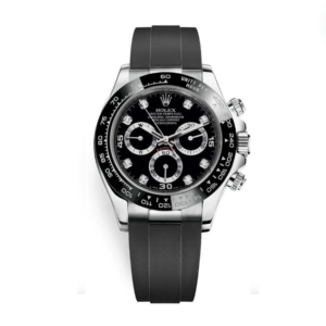 Replica Rolex Daytona Diamond Bezel White Gold Automatic Black Dial